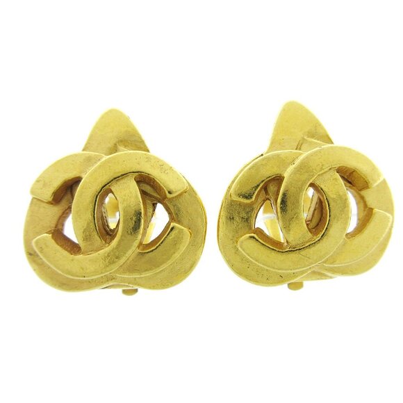 Chanel Heart Earrings Clip-On Gold 97P - Picture 1 of 4